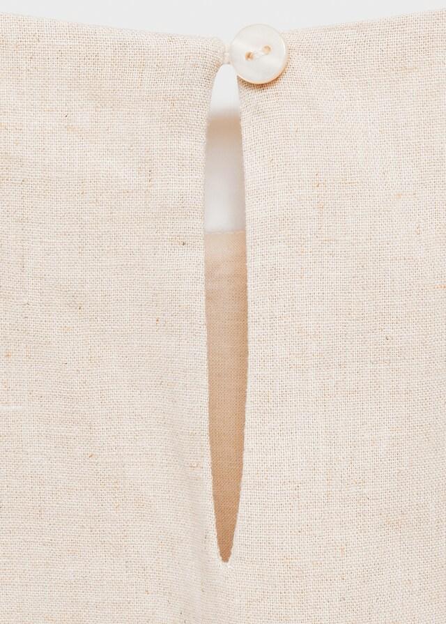 Mango Vestito Lino Dettaglio Increspato