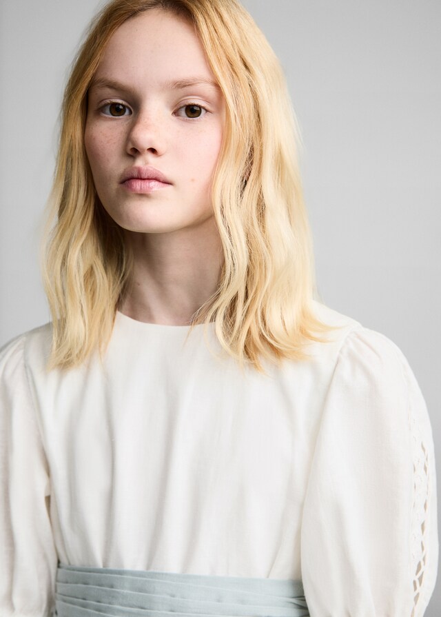 Mango Vestito Lino Volant