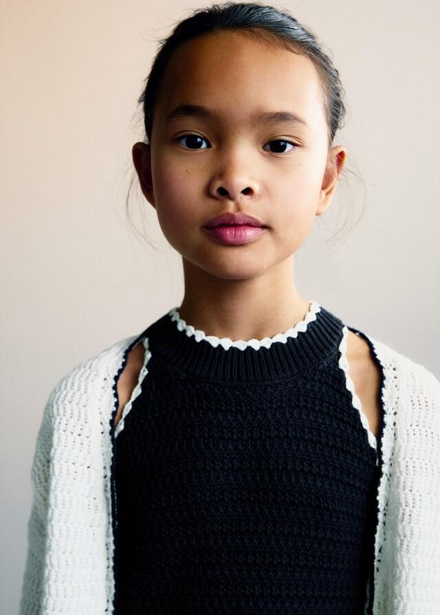 Mango Vestito Maglia Ribattiture Contrasto