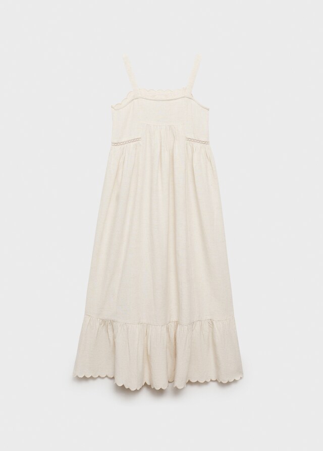 Mango Vestito Ricamato Cotone Lino