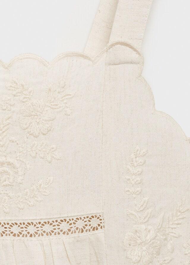 Mango Vestito Ricamato Cotone Lino