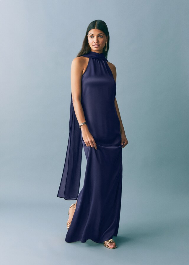 Mango Vestito Satinato Collo Halter