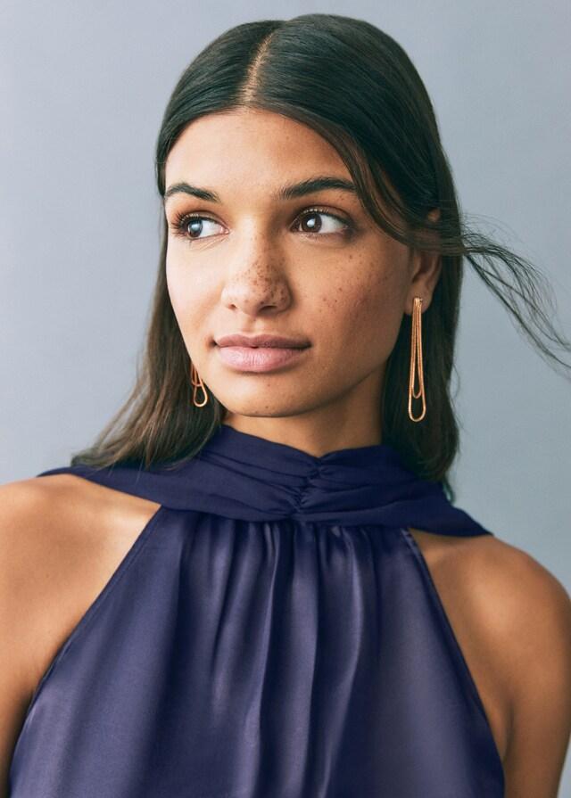 Mango Vestito Satinato Collo Halter