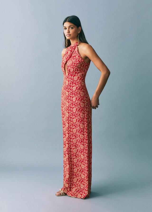 Mango Vestito Stampato Con Collo All'americana