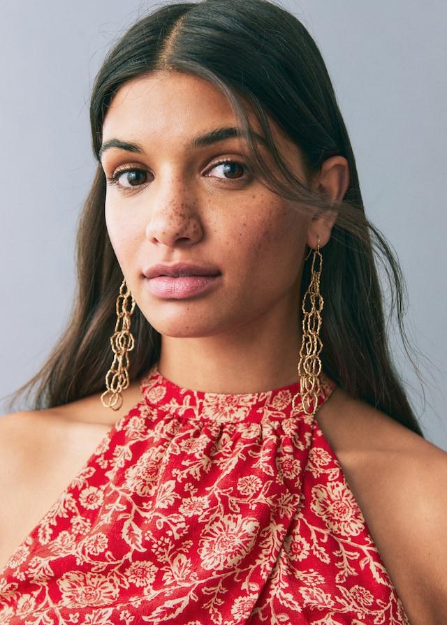 Mango Vestito Stampato Con Collo All'americana