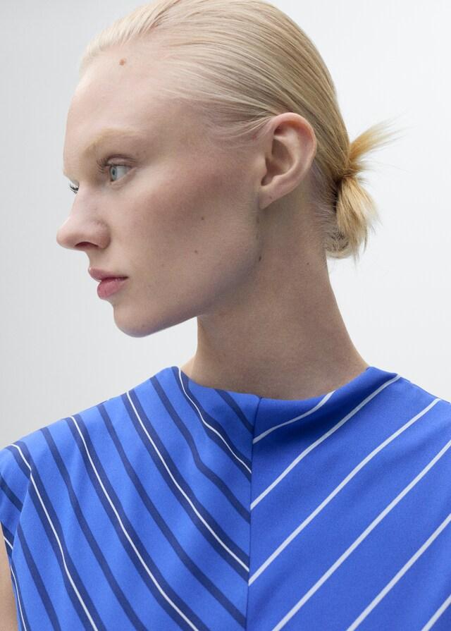 Mango Vestito Svasato Con Righe Combinate