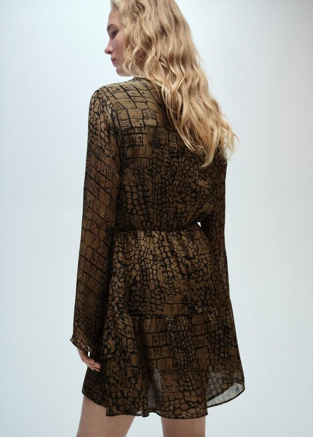 Mango Vestito Volant Animal Print