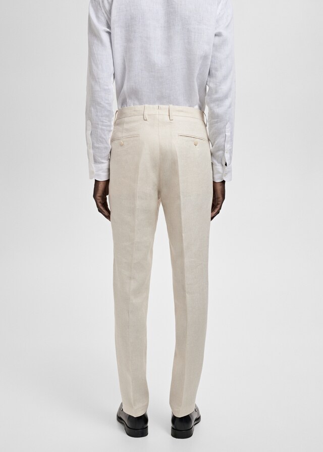 Mango Pantaloni Da Completo Amalfi 100% Lino Slim Fit