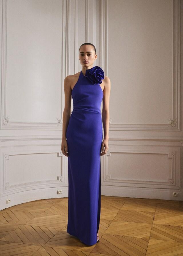 Mango Vestito Halter Drappeggiato Con Ornamento Floreale