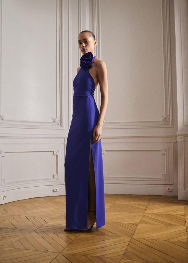 Mango Vestito Halter Drappeggiato Con Ornamento Floreale