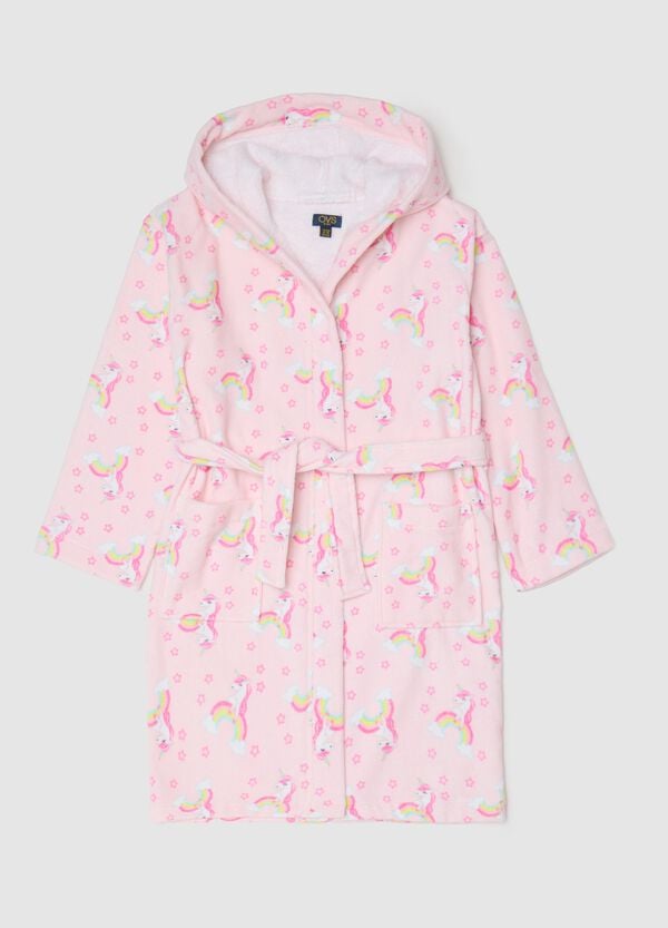 Ovs Accappatoio rosa con cappuccio e stampa unicorni