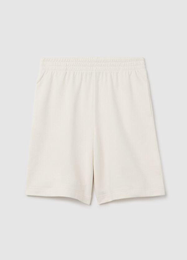 Ovs Bermuda in French Terry con vita elasticata bianco
