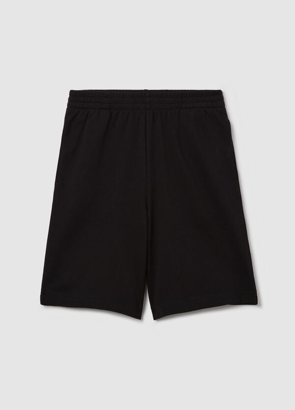 Ovs Bermuda in French Terry con vita elasticata nero