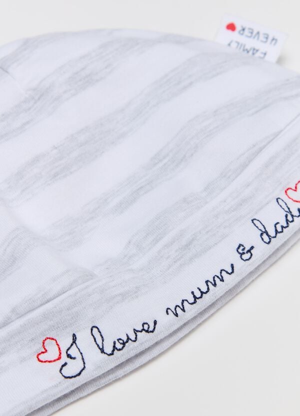 Ovs Berretto In Cotone A Righe Ricamo I Love Mum & Dad