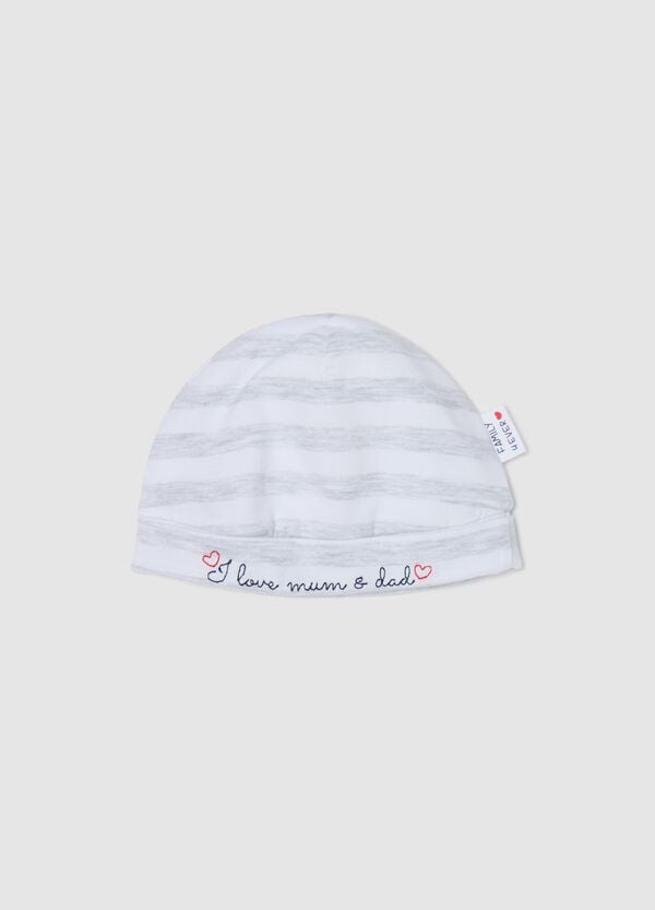 Ovs Berretto in cotone a righe ricamo I Love Mum & Dad