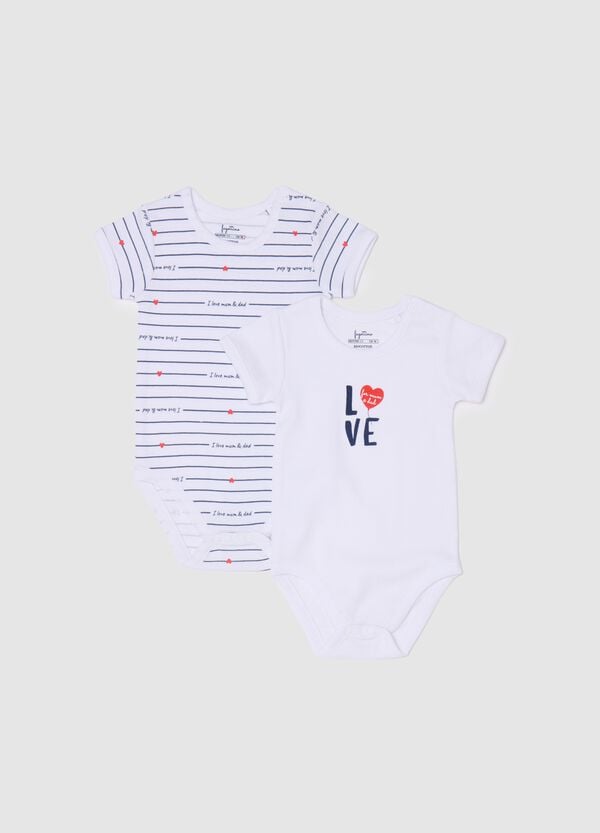 Ovs Bipack body in cotone bio con stampa I Love Mum & Dad