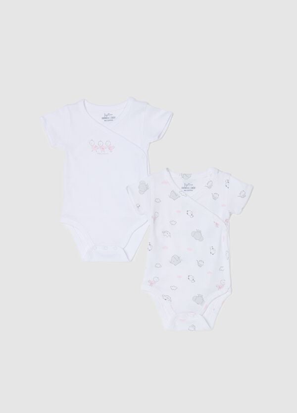 Ovs Bipack body in cotone bio scollo a V con stampa