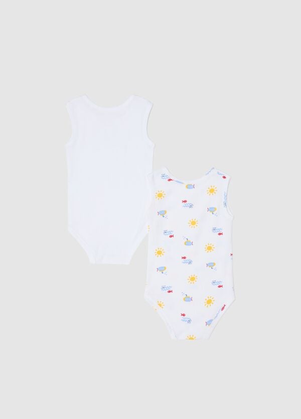 Ovs Bipack Body Smanicati In Cotone Bio Con Stampa Bianco