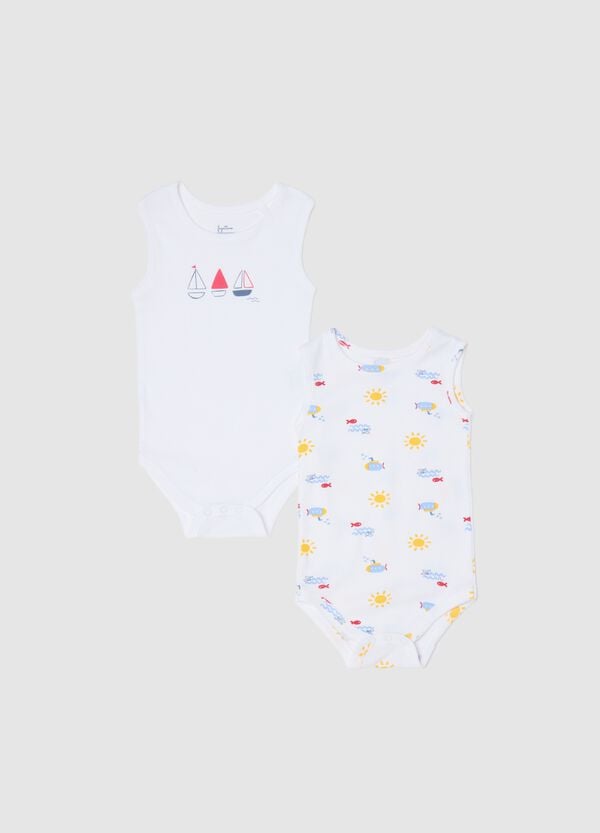 Ovs Bipack body smanicati in cotone bio con stampa bianco