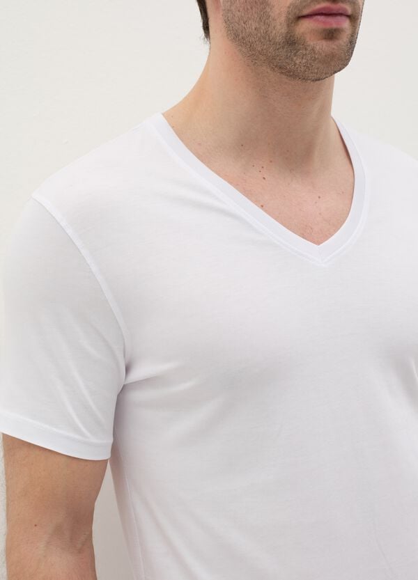 Ovs Bipack T-shirt Intima In Cotone Supima Scollo A V