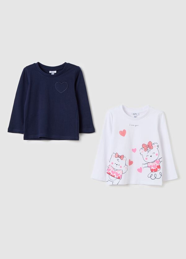 Ovs Bipack t-shirt maniche lunghe in cotone con stampa