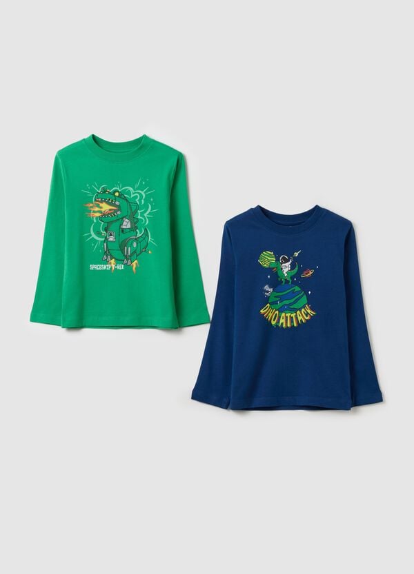 Ovs Bipack t-shirt maniche lunghe in cotone con stampa