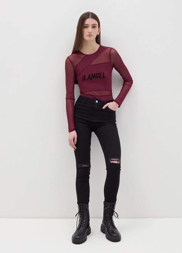 Ovs Body A Maniche Lunghe In Mesh Con Stampa B.ANGEL X MARE FUORI