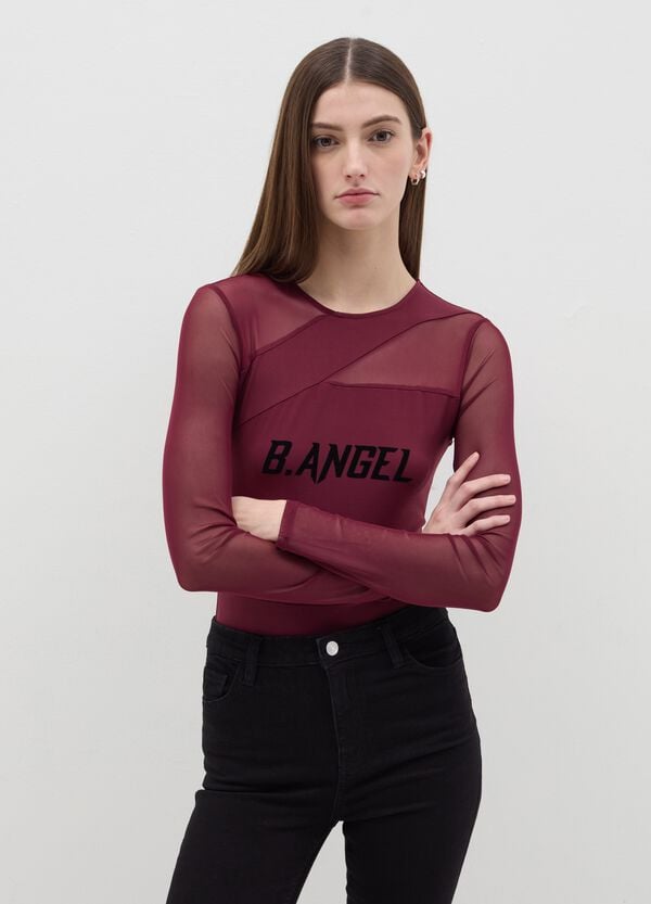 Ovs Body a maniche lunghe in mesh con stampa B.ANGEL X MARE FUORI