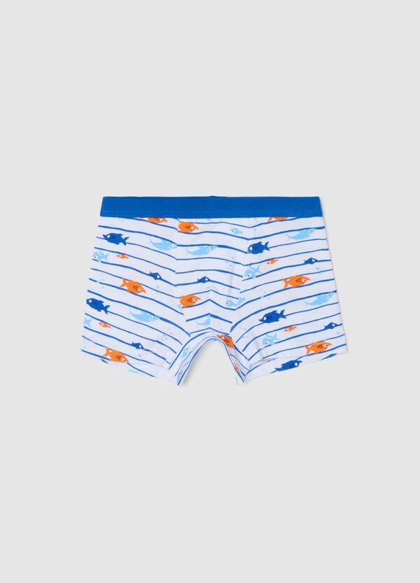 Ovs Boxer in cotone stretch a righe con stampa pesciolini