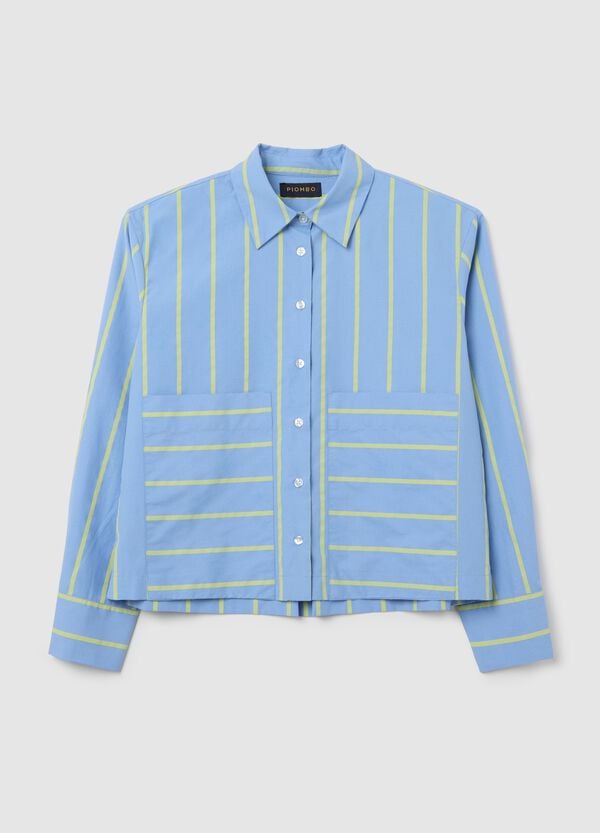 Ovs Camicia boxy fit in popeline con fantasia a righe azzurro