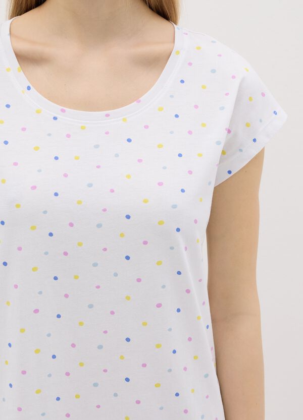 Ovs Camicia Da Notte In Cotone Bianco Con Fantasia Pois