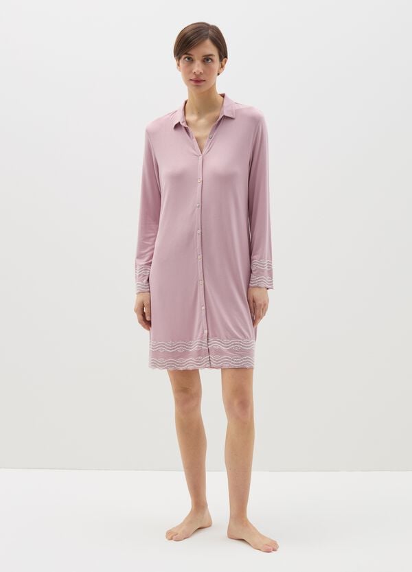 Ovs Camicia da notte in modal con dettagli a contrasto