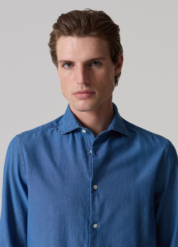 Ovs Camicia In Chambray Con Colletto Alla Francese PIOMBO