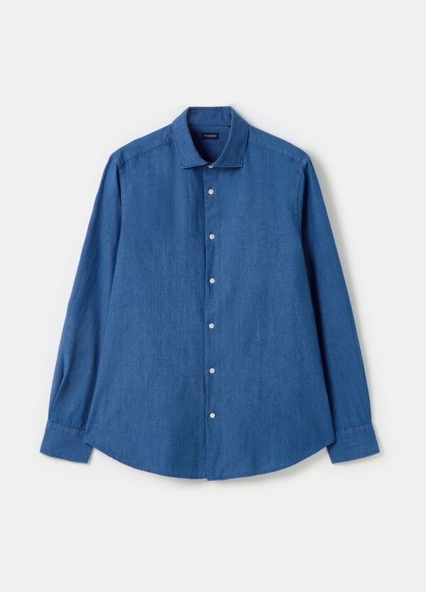 Ovs Camicia In Chambray Con Colletto Alla Francese PIOMBO