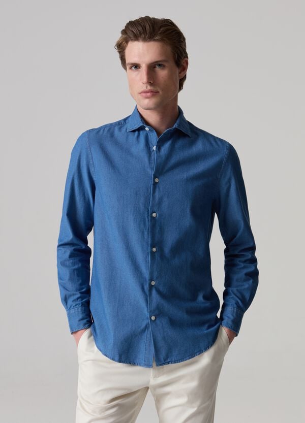 Ovs Camicia in chambray con colletto alla francese PIOMBO