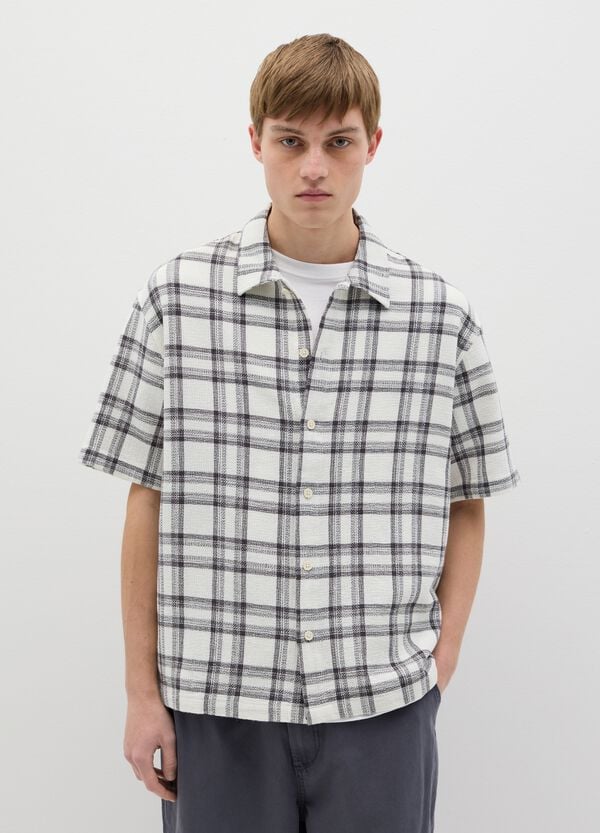 Ovs Camicia In Cotone A Maniche Corte Fantasia Check