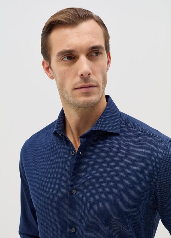 Ovs Camicia Regular Fit Easy Iron Con Micro Fantasia