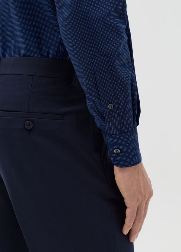 Ovs Camicia Regular Fit Easy Iron Con Micro Fantasia