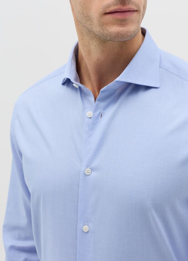 Ovs Camicia Regular Fit Easy Iron In Cotone Oxford Azzurro