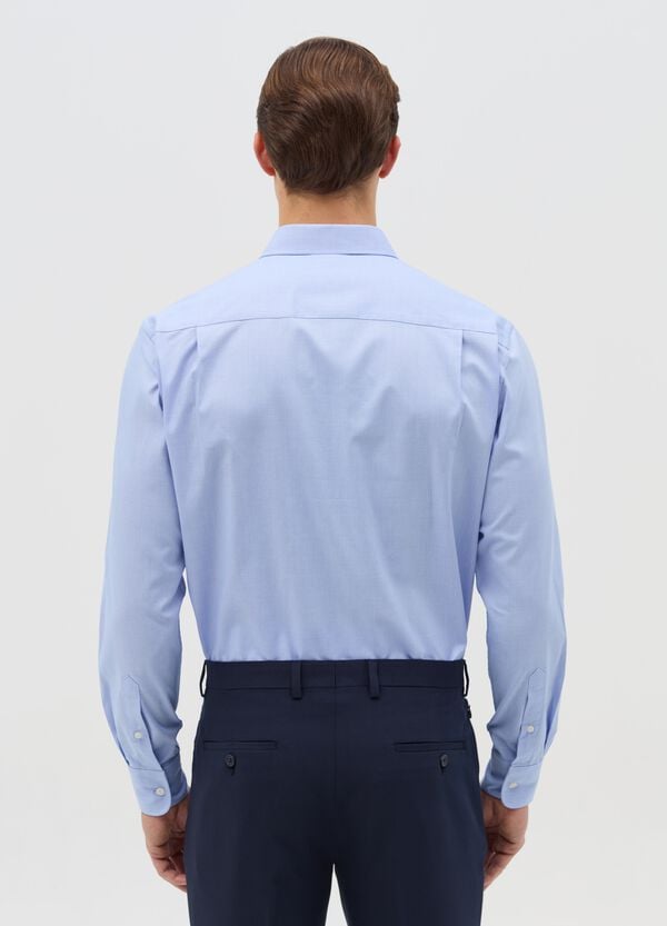 Ovs Camicia Regular Fit Easy Iron In Cotone Oxford Azzurro