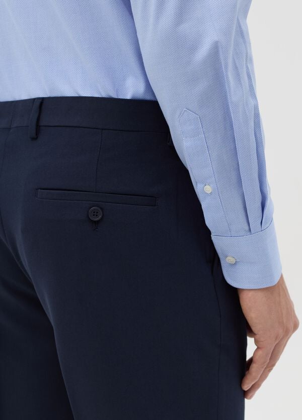 Ovs Camicia Regular Fit Easy Iron In Cotone Oxford Azzurro