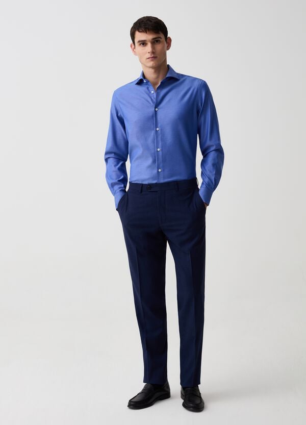 Ovs Camicia regular fit no stiro trama a righe diagonali