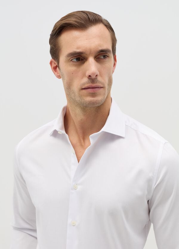 Ovs Camicia Slim Fit Easy Iron In Cotone Oxford Bianco