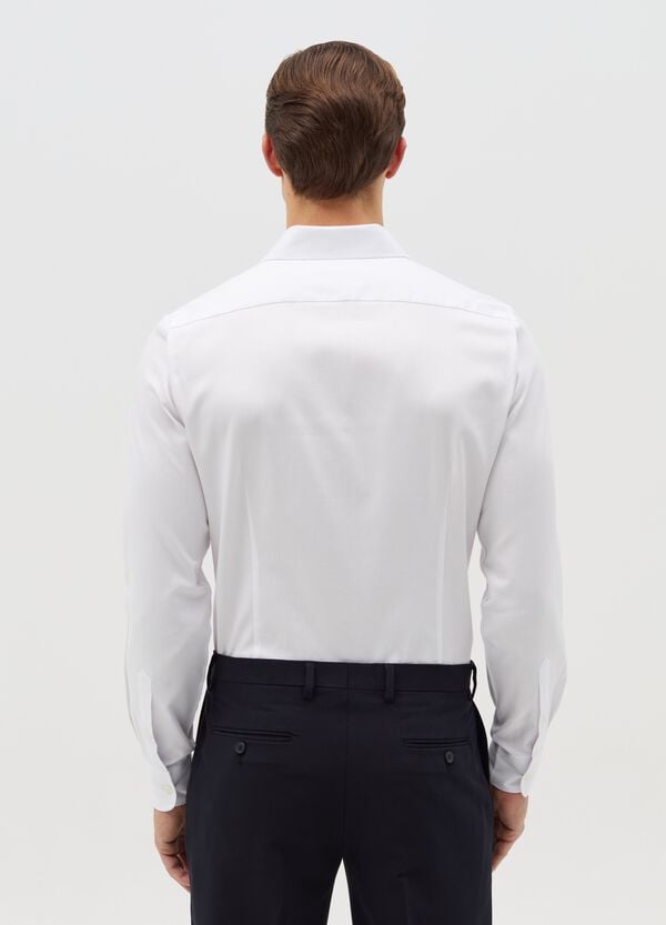 Ovs Camicia Slim Fit Easy Iron In Cotone Oxford Bianco