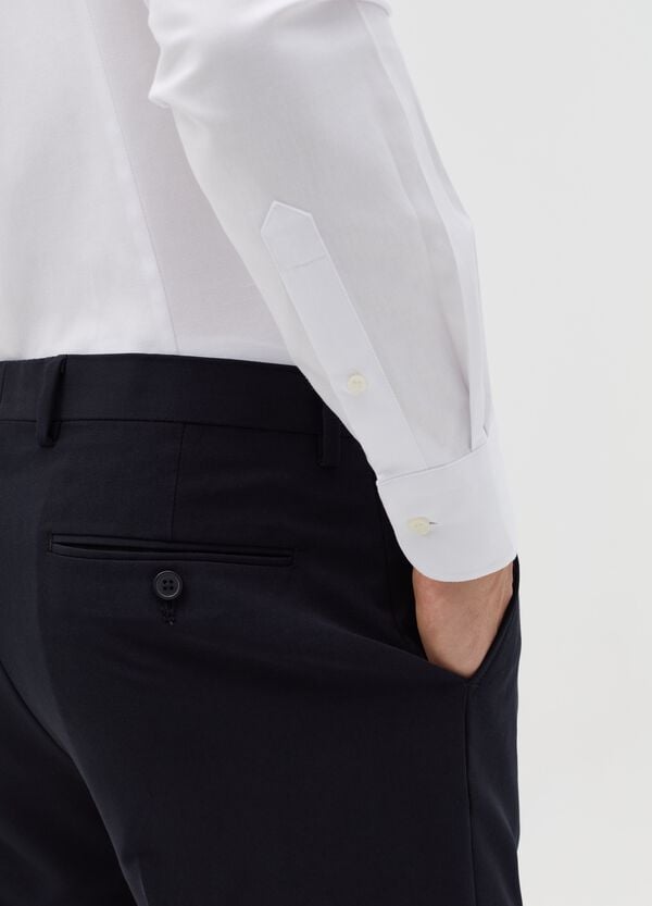 Ovs Camicia Slim Fit Easy Iron In Cotone Oxford Bianco