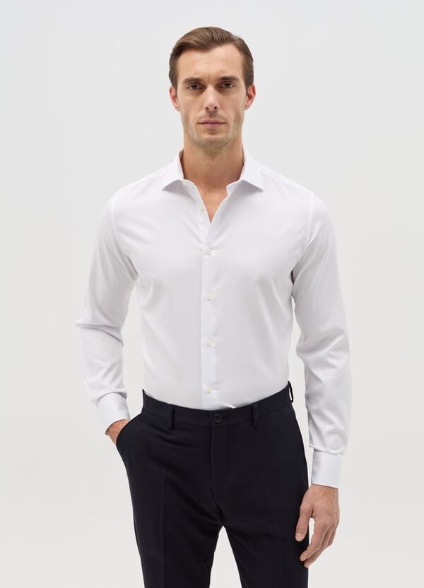Ovs Camicia slim fit easy iron in cotone oxford bianco