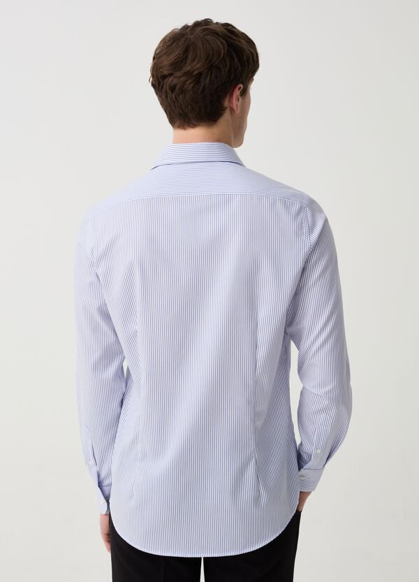Ovs Camicia Slim Fit In Cotone No Stiro A Righe Sottili