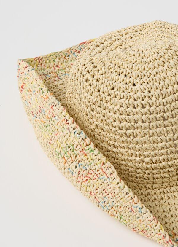 Ovs Cappello In Rafia Con Inserti Multicolore Beige