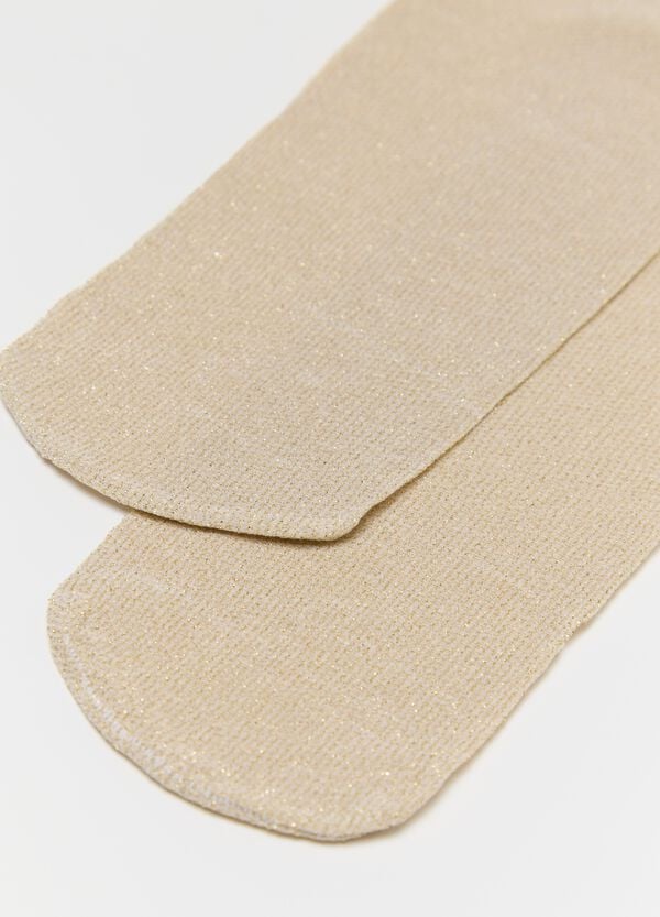 Ovs Collant In Microfibra Bicolore Con Lurex Bianco Beige
