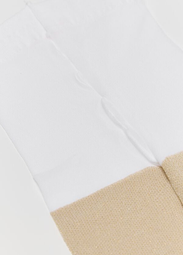 Ovs Collant In Microfibra Bicolore Con Lurex Bianco Beige